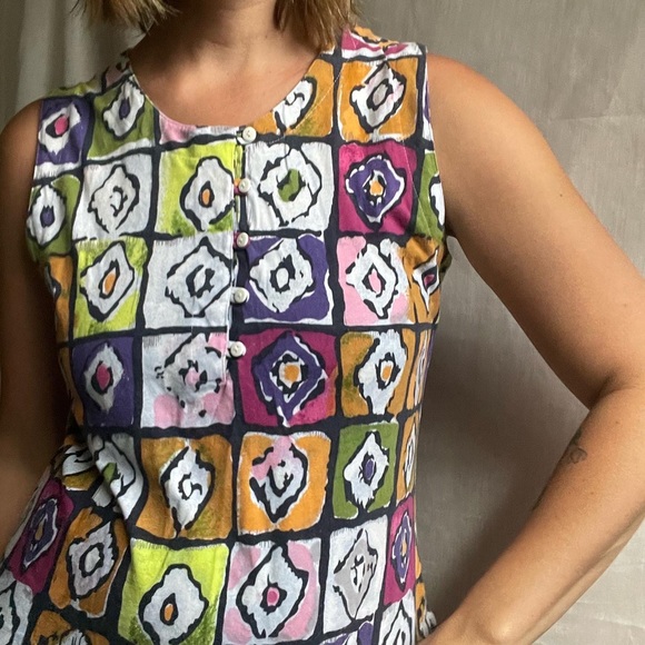 Unique, Breastfeeding Friendly Batik Print Drop Waist Dress - Picture 4 of 4